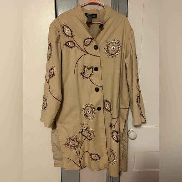 Indigo Moon Vtg floral embroidered/stitched Jacket Size 1x - Picture 1 of 7